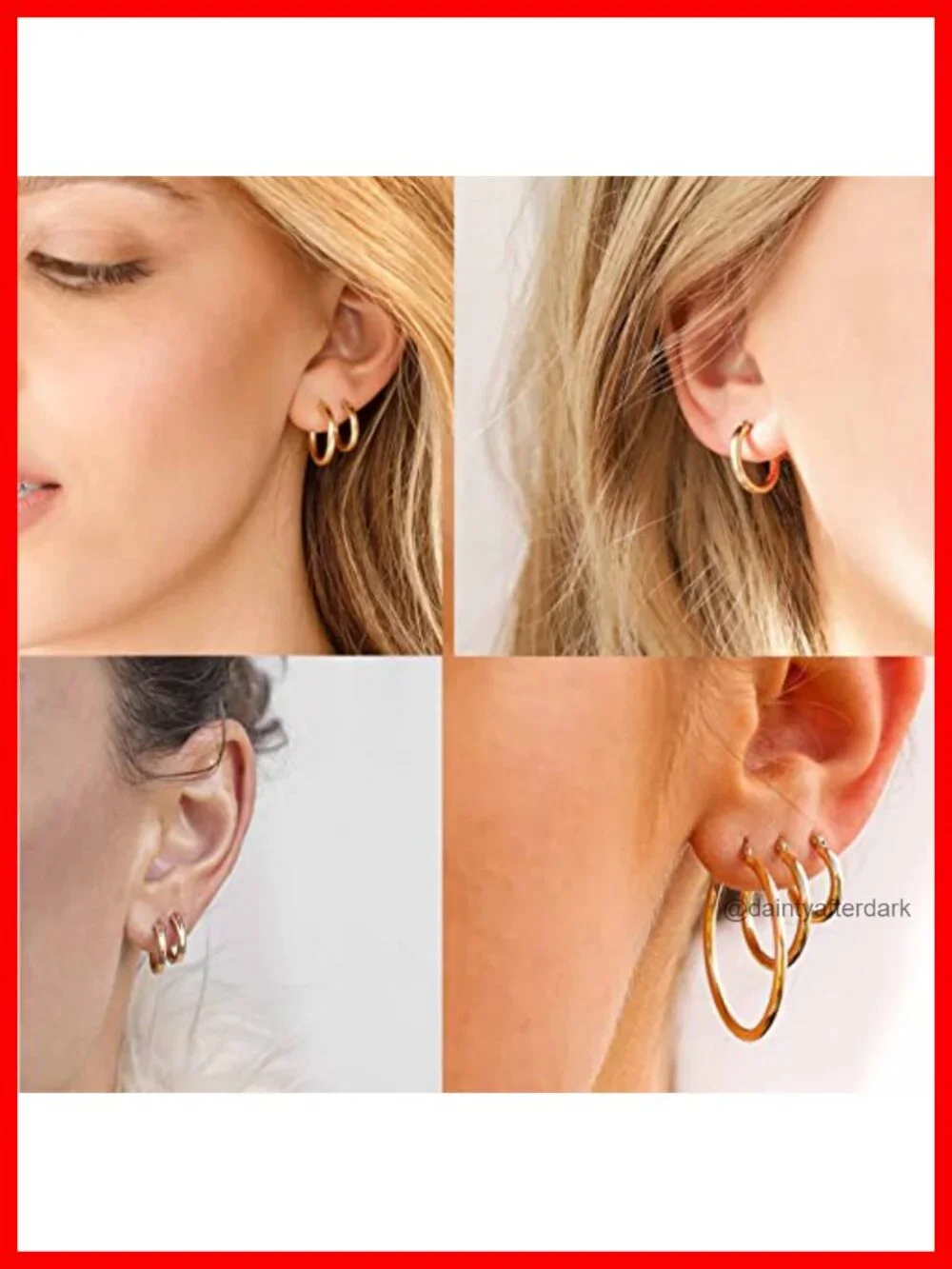 3 Pairs Gold Hoop Earrings Set 14K Gold Plated 925 Sterling Silver Post